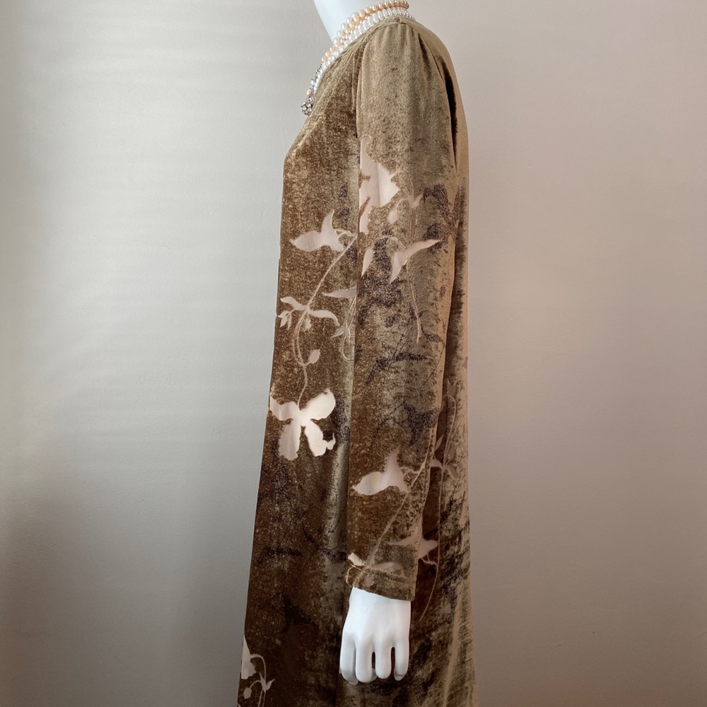 Oilily golden brown crushed velvet floral sheer cutout dress - Picture 5 of 7